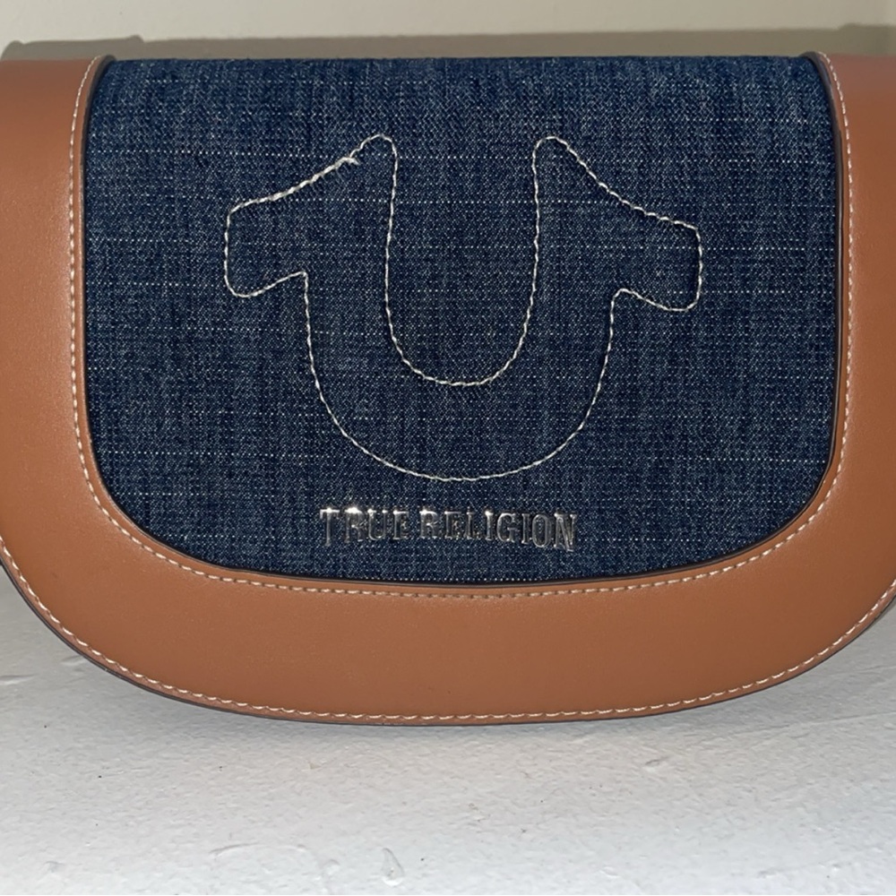True Religion Denim and Tan Crossbody Bag